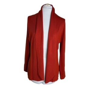 Red Brand Roll Collar Open Front Burnt Orange Cardigan Size L